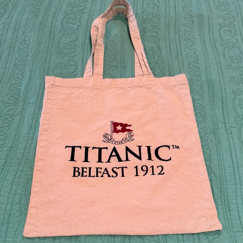 Titanic White Star Line Belfast 1912 cloth tote bag.